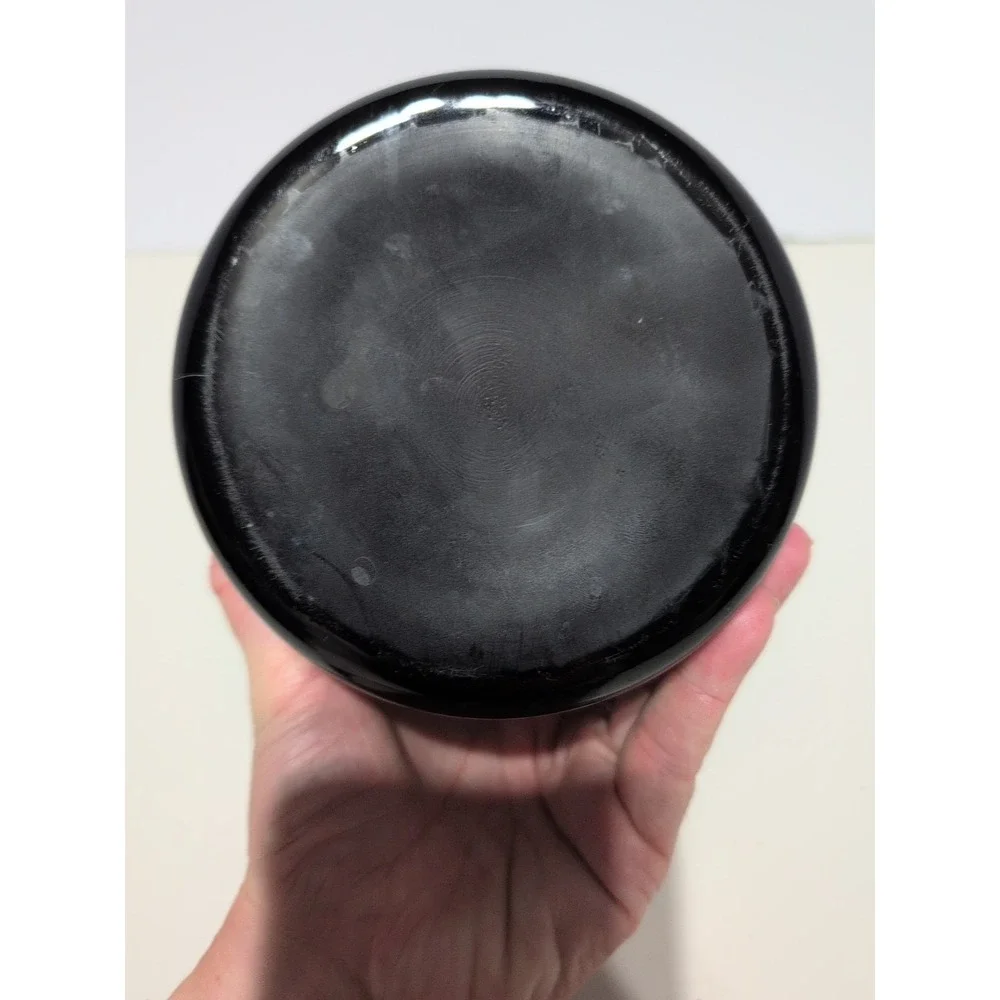 Black Cut To Clear White Cased Art Glass Cylinder 6x5 Inches Vase Vintage Retro
